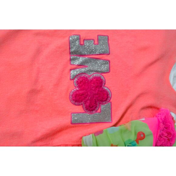 24 mo Neon Polka-Dot Skort and Shirt Set, Sparkly Outfit, Skirt Set - Picture 3 of 5